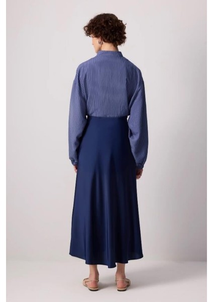 Basic Saten Etek Lacivert