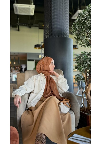 Beli Büzgülü Dokuma Etek Camel indirimleri