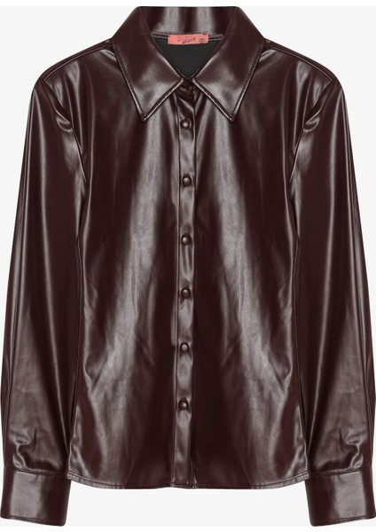 Bele Oturan Deri Gömlek Bordo modelleri