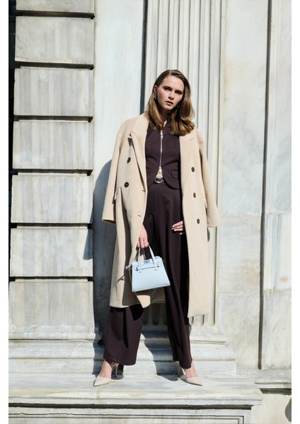 Vatkalı Yırtmaçlı Uzun Kaşe Kaban Taş fiyatları