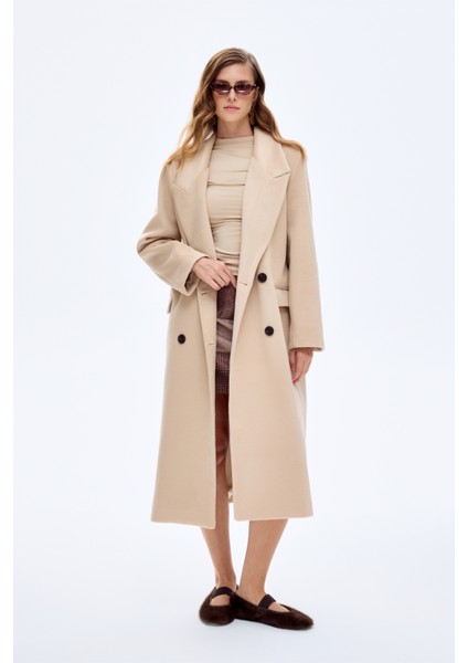 Vatkalı Yırtmaçlı Uzun Kaşe Kaban Taş fırsatları