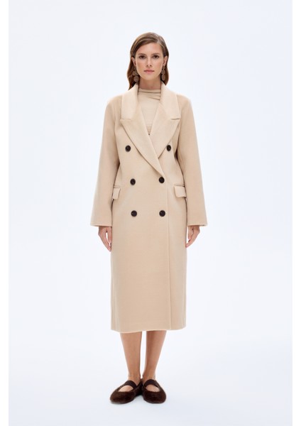 Vatkalı Yırtmaçlı Uzun Kaşe Kaban Taş indirimleri