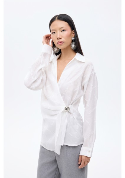 Toka Aksesuarlı Kruvaze Bluz Ekru fiyatları