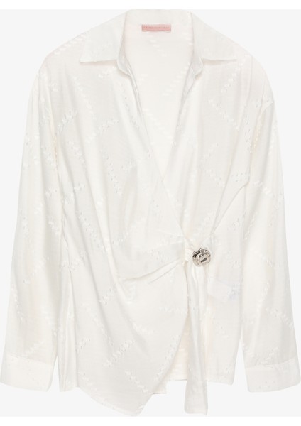 Toka Aksesuarlı Kruvaze Bluz Ekru modelleri