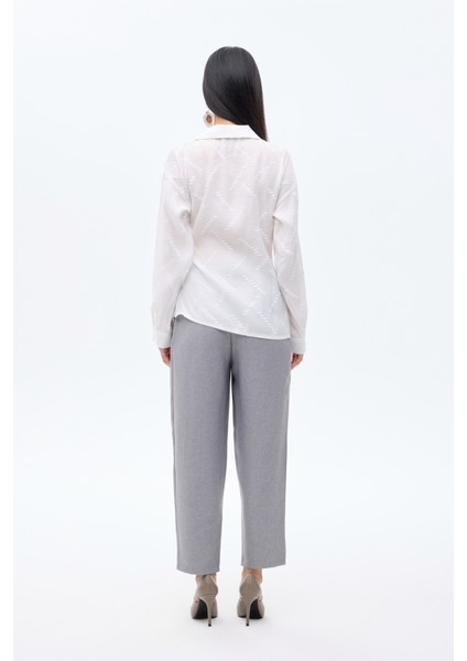 Toka Aksesuarlı Kruvaze Bluz Ekru