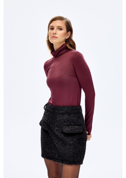 Cep Detaylı Tüylü Mini Etek Siyah fırsatları