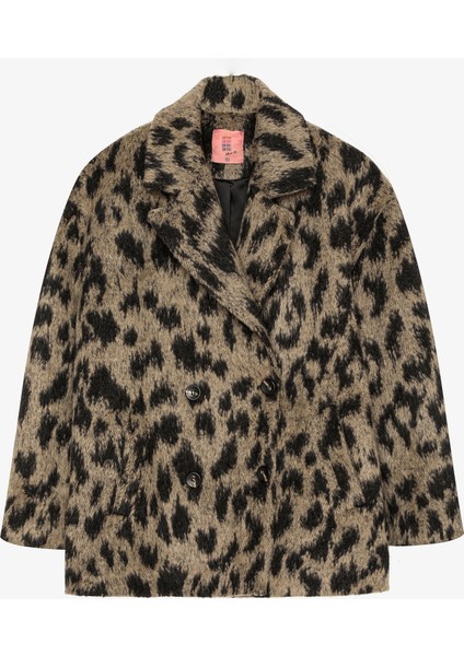 Leopar Desenli Oversize Kruvaze Kaban Bej modelleri
