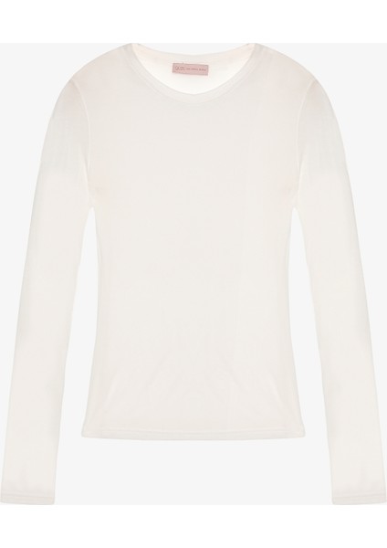 Bisiklet Yaka Basic Bluz Ekru modelleri