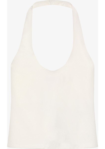 Sırt Dekolteli Halter Yaka Basic Atlet Ekru modelleri