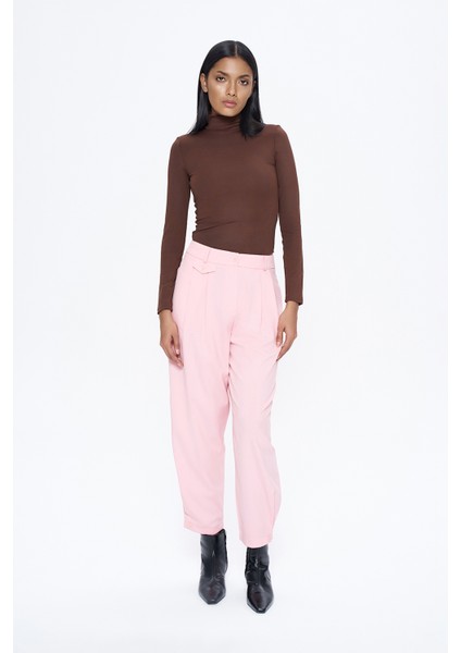 Pile Detaylı Jogger Pantolon Pembe