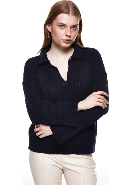 Polo Yaka Triko Kazak Lacivert