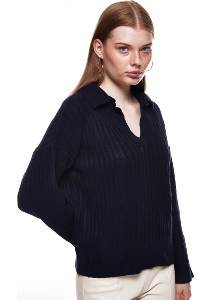 Polo Yaka Triko Kazak Lacivert