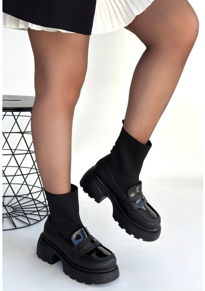 Streçli Bot Siyah Topuk Boyu 5 cm