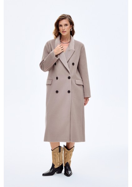 Vatkalı Yırtmaçlı Uzun Kaşe Kaban Vizon fiyatları