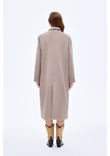 Vatkalı Yırtmaçlı Uzun Kaşe Kaban Vizon