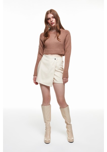 Crop Triko Kazak Vizon