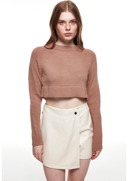 Crop Triko Kazak Vizon