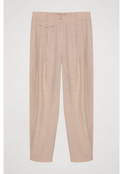 Pile Detaylı Jogger Pantolon Naturel