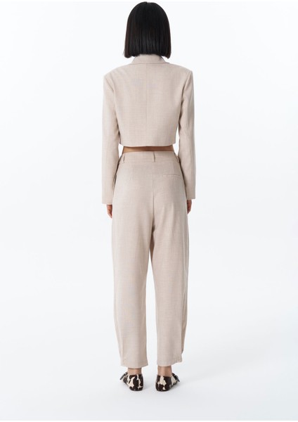 Pile Detaylı Jogger Pantolon Naturel