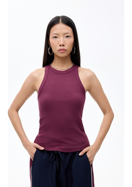 Halter Yaka Basic Fitilli Atlet Mürdüm fiyatları