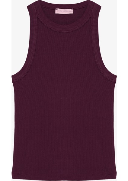 Halter Yaka Basic Fitilli Atlet Mürdüm modelleri