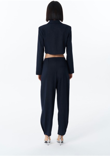 Pile Detaylı Jogger Pantolon Lacivert