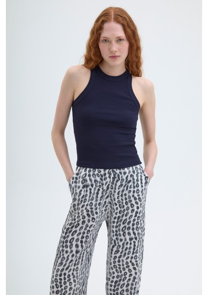 Halter Yaka Basic Fitilli Atlet Lacivert indirimleri