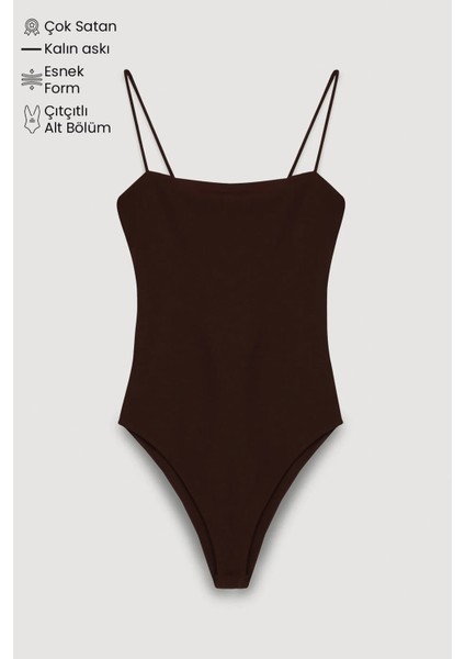 Askılı Bodysuit Koyu Kahve fırsatları
