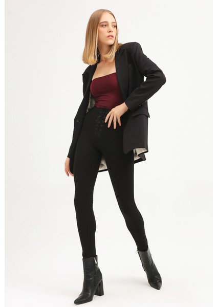 Tek Düğmeli Blazer Ceket Siyah