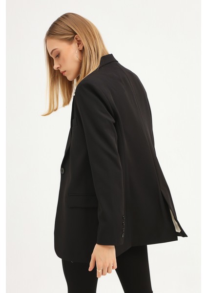 Tek Düğmeli Blazer Ceket Siyah