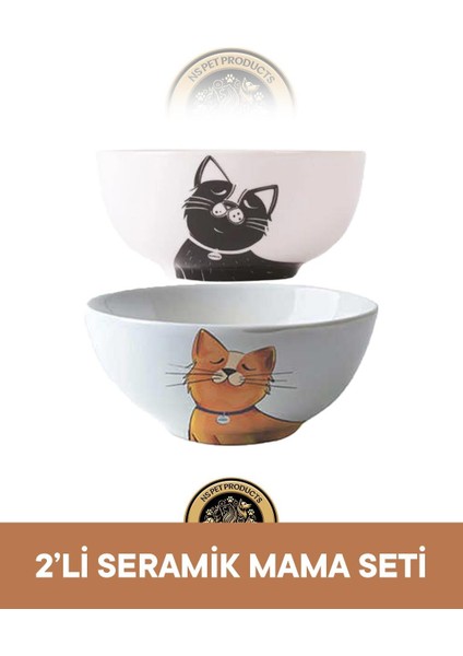 Mama Kabı 2'li Seramik Mama Seti