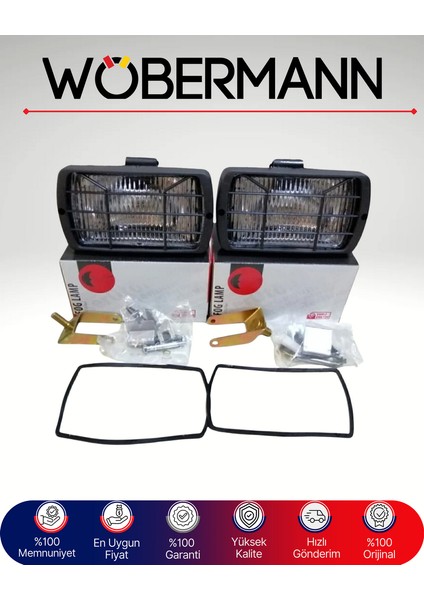 Evrensel Sis Far Seti | Cam Lens + Kafes Korumalı + Montaj Aparatlı | 12V – 24V Uyumlu