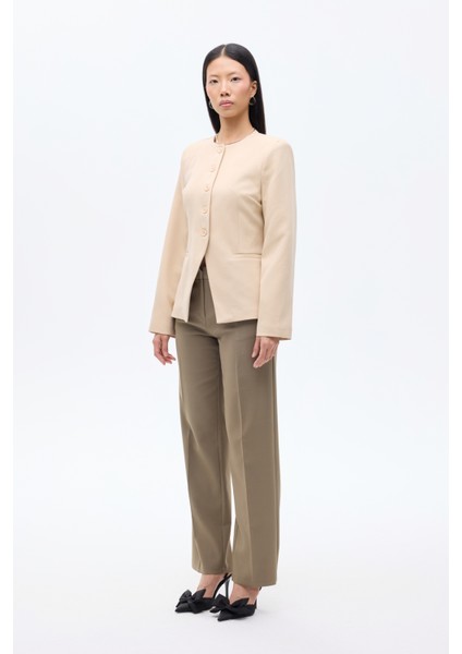 Yuvarlak Yaka Düğmeli Blazer Ceket Taş fırsatları