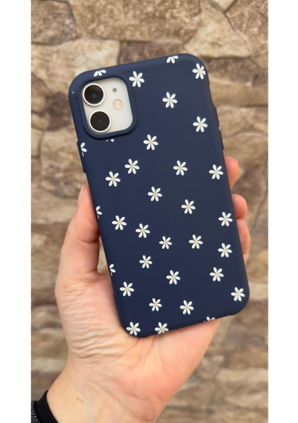 Iphone 11 Uyumlu Mini Papatya Desenli Silikon Darbe Emici Klasik Korumalı Rubber Kılıf 277