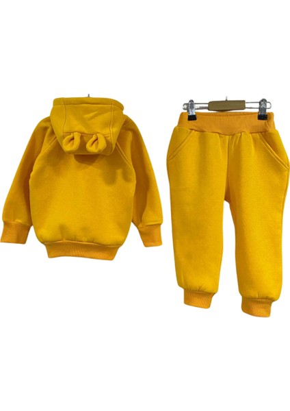 Tavşan Kulak Kapüşonlu Sweat Alt Üst Takım 3 Iplik Kumaş Şardonlu 1-6 Yaş Arası %100 Pamuk