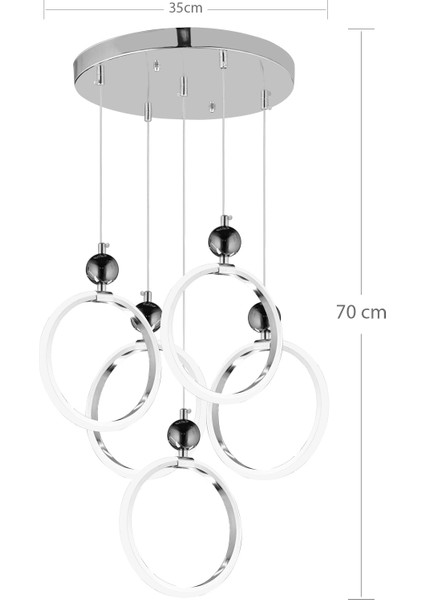 Dekoratif Beşli Yuvarlak Üç Renkli Gold Sarkıt LED Avize fiyatları