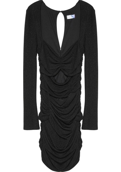 Cut Out Detaylı Parlak Mini Elbise Siyah