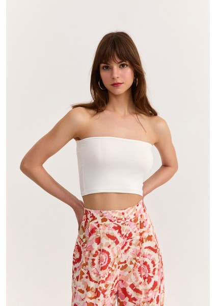 Basic Büstiyer Bluz Ekru