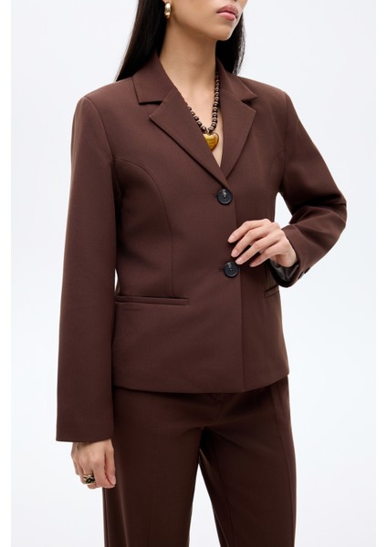 Çift Düğmeli Blazer Ceket Kahverengi fırsatları