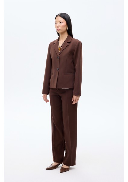 Çift Düğmeli Blazer Ceket Kahverengi indirimleri