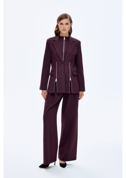 Fermuar Aksesuarlı Blazer Ceket Kahverengi fırsatları