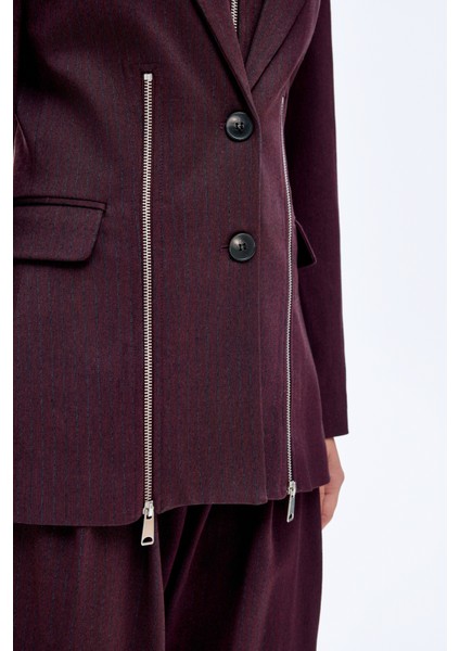 Fermuar Aksesuarlı Blazer Ceket Kahverengi indirimleri