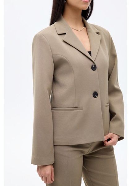 Çift Düğmeli Blazer Ceket Haki fırsatları