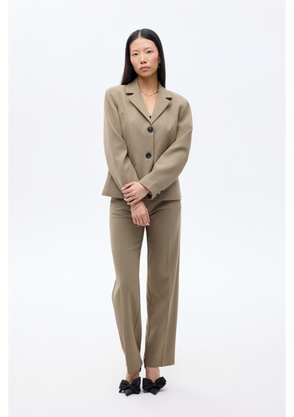 Çift Düğmeli Blazer Ceket Haki indirimleri