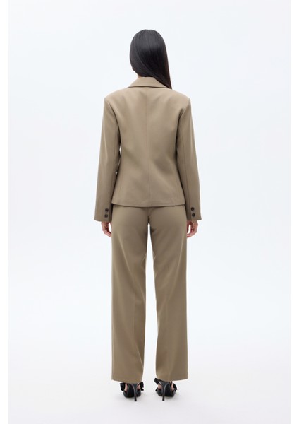 Çift Düğmeli Blazer Ceket Haki