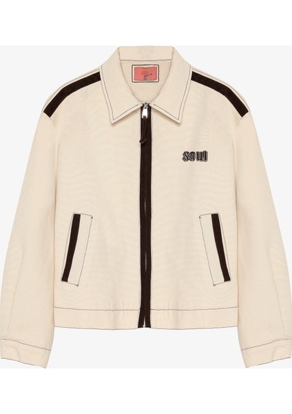 Nakış ve Biye Detaylı Fermuarlı Ceket Bej modelleri