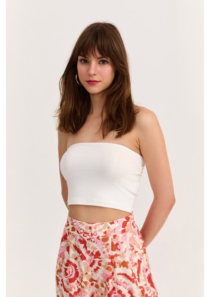 Basic Büstiyer Bluz Ekru