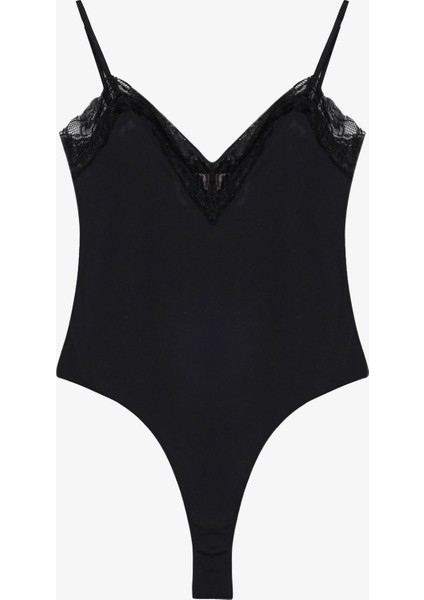 Dantel Yaka Askılı Bodysuit Siyah fiyatları