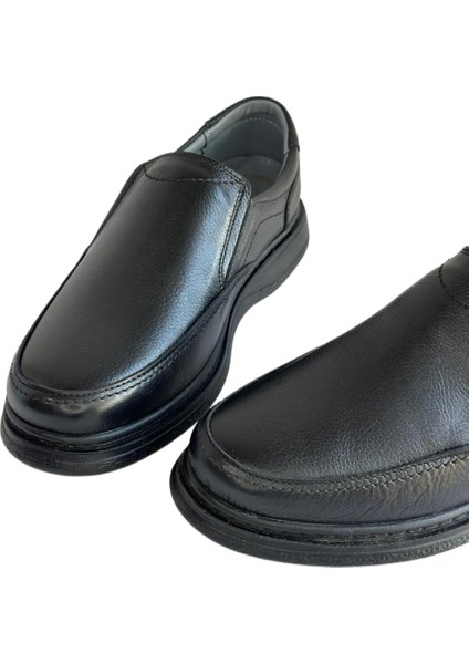 Erkek Hakiki Deri Ultra Rahat Ortapedik Günlük Bağsız Baba Siyah Günlük Ayakkabısı modelleri