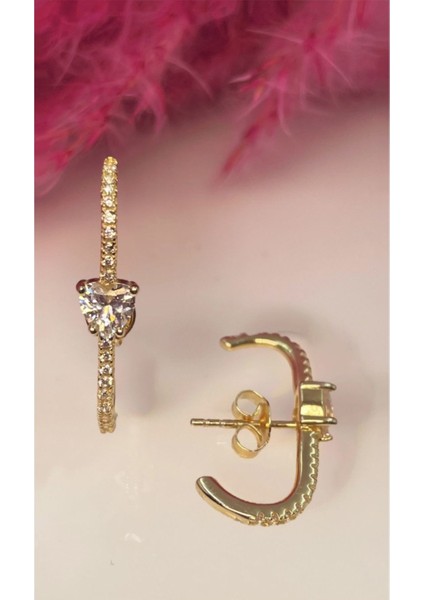 Zirkon Taşlı Kalp Küpe modelleri